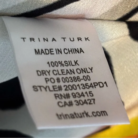 Trina Turk "Theodora" 100% Silk Kaftan Mini Dress women’s size XS/S. - Picture 6 of 6